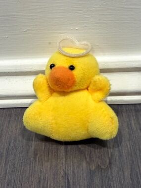 Yellow Plush Duck Pet Toy with Orange Beak